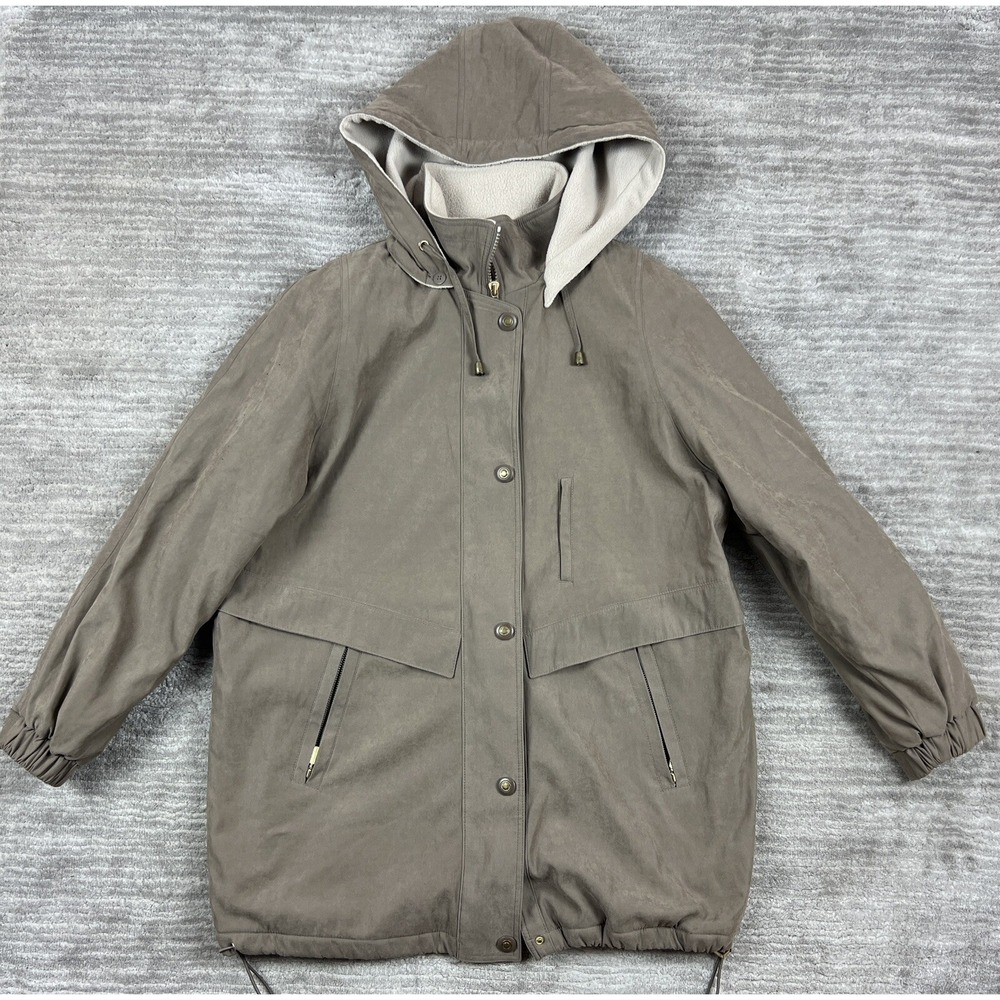 Outbrook Parka Jacket Womens L Driftwood Brown Fleece Lined Hooded Utility Coat